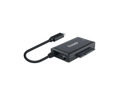 Tooq Adaptador USB 3.0 USB-C a SATA para Discos Duros de 2.5 y 3.5 con Alimentador - Color Negro