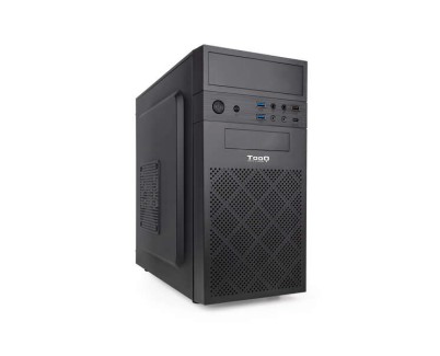 Tooq Caja Minitorre Micro-ATX/Mini-ITX - Tama&ntilde;o Disco Soportado 3.5\", 2.5\" - USB3.0, 2.0, Audio HD, Lector de Tarjetas - Ventilador 120mm Incluido - Color Negro
