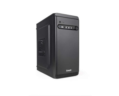 Tooq Caja Minitorre Micro-ATX/Mini-ITX - Tamaño Disco Soportado 3.5\", 2.5\" - USB3.0, 2.0, Audio HD - Ventilador 80mm Incluido - Color Negro