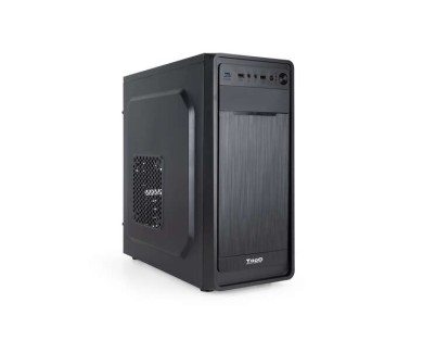 Tooq Caja Semitorre ATX/MicroATX/Mini-ITX - Tamaño Disco Soportado 3.5\", 2.5\" - USB3.0, 2.0, Audio HD - Ventilador 120mm Incluido - Color Negro