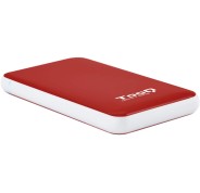Tooq Carcasa Externa HDD/SDD 2.5" hasta 9.5mm SATA USB 3.0/3.1 Gen 1 - Sin Tornillos - Color Rojo/Blanco