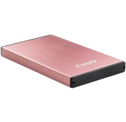 Tooq Carcasa Externa HDD/SDD 2.5" hasta 9,5mm SATA USB 3.0 - Color Rosa Metalizado