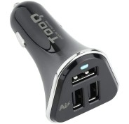 Tooq Cargador de Coche 26W - 3x USB - Tecnologia AI - Color Negro