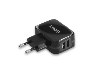 Tooq Cargador de Pared 2x USB 2.0 - Tecnologia AI - Color Negro