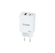 Tooq Cargador de Pared GaN USB-C/PD + USB-A/QC 45W - Color Blanco