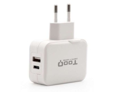 Tooq Cargador de Pared USB 2.0, USB-C - Color Blanco