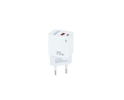 Tooq Cargador de Pared USB-C/PD + USB-A/QC 20W - Color Blanco