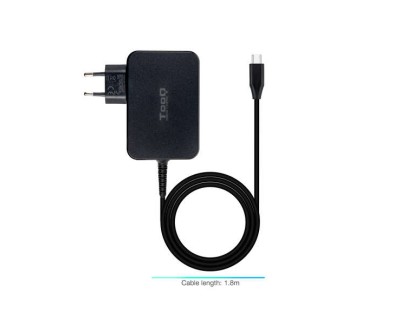 Tooq Cargador de Portatil GaN USB-C/PD 3.0 90W - Cable de 1.80m - Color Negro