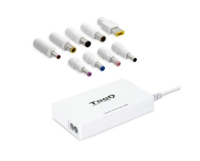 Tooq Cargador Universal Automatico para Portatil 100W - USB - 9 Adaptadores - Voltaje 18.5-20V - Diseño Slim - Color Blanco