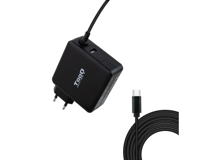 Tooq Cargador Universal para Portatil 65W USB-C - Compatible con PD - Cable de 1.80m