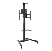 Tooq Cometa Soporte de Suelo para TV de 37 a 70\" - Bandeja Multiusos - Peso Max. 50kg - Altura, Inclinacion y Rotacion Ajustables - Ruedas - Color Negro