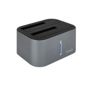 Tooq Docking Station USB 3.0/3.1 Gen 1 - HDD/SSD 2.5\", 3.5\" SATA - Boton de Clonacion - Color Gris/Negro