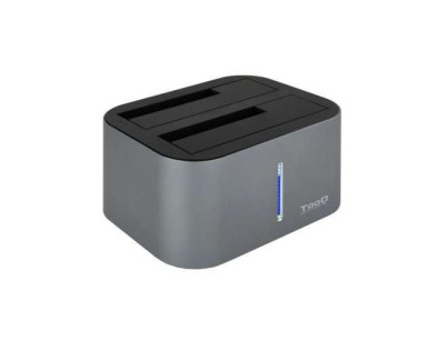 Tooq Docking Station USB 3.0/3.1 Gen 1 - HDD/SSD 2.5\", 3.5\" SATA - Boton de Clonacion - Color Gris/Negro