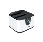 Tooq Docking Station USB 3.0 - HDD/SSD 2.5\", 3.5\" SATA I,II,III - Boton de Clonacion - Copia de Seguridad - Color Blanco/Negro