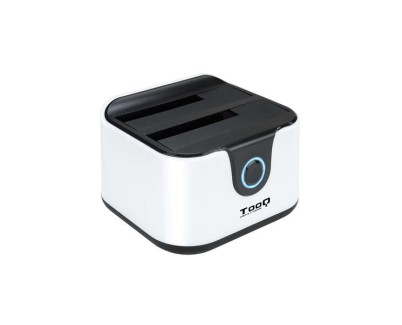 Tooq Docking Station USB 3.0 - HDD/SSD 2.5\", 3.5\" SATA I,II,III - Boton de Clonacion - Copia de Seguridad - Color Blanco/Negro