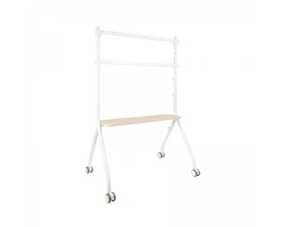 Tooq iLove Soporte de Suelo con Ruedas para Pantallas de 49-80\" - Bandeja Inferior Multiusos - Ruedas con Sistema de Bloqueo - Gestion de Cables - Peso Max 50kg - VESA Max 600x400 - Color Blanco
