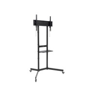 Tooq Kefren Soporte de Suelo con Ruedas para Pantallas 37\" a 70\" - Altura Ajustable - Bloqueo de Ruedas - Estante - Gestion de Cables - Peso Max 70kg - VESA Max 600X400mm - Color Negro