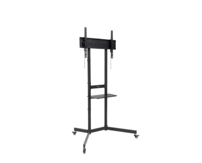 Tooq Kefren Soporte de Suelo con Ruedas para Pantallas 37\" a 70\" - Altura Ajustable - Bloqueo de Ruedas - Estante - Gestion de Cables - Peso Max 70kg - VESA Max 600X400mm - Color Negro