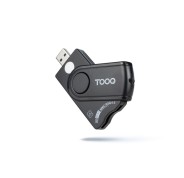 Tooq Lector de Tarjeta Inteligente y DNI + SIM, SD y SF - USB-A - Compatible con DNI 4.0 y Documento de Identidad de Portugal - Color Negro