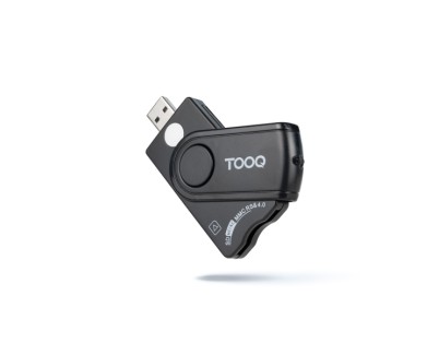 Tooq Lector de Tarjeta Inteligente y DNI + SIM, SD y SF - USB-A - Compatible con DNI 4.0 y Documento de Identidad de Portugal - Color Negro