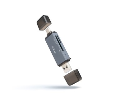 Tooq Lector de Tarjetas USB-C y USB-A - Compatible con SD, Micro SD y TF - Color Gris
