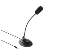 Tooq Microfono de Escritorio Flexible Omnidireccional - Interruptor On/Off - Cable de 2m - Jack 3.5mm - Color Negro