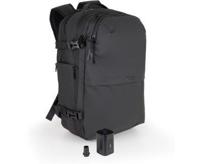 Tooq Mochila de Viaje de 55L - Espalda y Asas Acolchadas - Compresion al Vacio - Incluye Bomba de Aire y Accesorios - Resistente al Agua - Multiples Compartimentos - 49x37x21cm - Color Negro