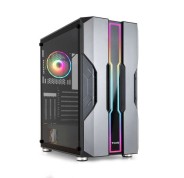 Tooq Nightcity Caja Semitorre Gaming EATX/ATX/Micro-ATX/Mini-ITX - Panel Lateral Cristal Templado - Tamaño Disco Soportado 3.5\", 2.5\" - USB3.0, 2.0, Audio HD - 2 Ventiladores 120mm ARGB Incluidos - Soporta Refrigeracion Liquida - Color Negro/Gris