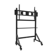 Tooq Optimus Soporte de Suelo para Pantallas Interactivas/TV de 60 a 105\" - Bandeja Multiusos - Peso Max. 120kg - Altura Ajustable - Ruedas - Color Negro