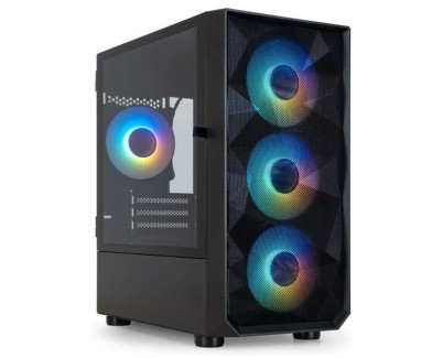 Tooq Seizure Caja Minitorre Gaming Micro-ATX/Mini-ITX - Panel Lateral Cristal Templado - Tama&ntilde;o Disco Soportado 3.5\", 2.5\" - USB3.0, 2.0, Audio HD - 4 Ventiladores 120mm ARGB Incluidos - Soporta Refrigeracion Liquida - Color Negro