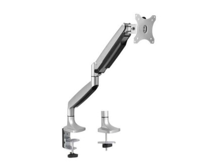 Tooq Soporte de Mesa con Brazo Articulado para Monitor de 13\"-32\" - Giratorio e Inclinable - Piston de Gas - Peso Max 9kg - VESA 100x100mm - Color Aluminio