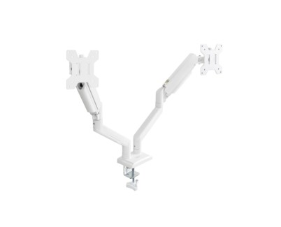 Tooq Soporte de Mesa con Brazos Articulados para 2 Monitores de 13\"-34\" - Giratorio e Inclinable - Piston de Gas - Peso Max 10kg x Brazo - VESA 100x100mm - Color Blanco