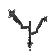 Tooq Soporte de Mesa con Brazos Articulados para 2 Monitores de 17\"-32\" - Regulable en Altura, Giratorio e Inclinable - Gestion de Cables - Peso Max 9kg x Brazo - VESA 100x100mm