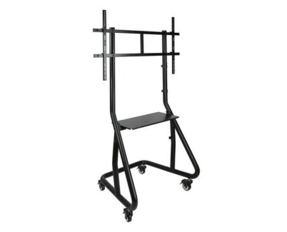 Tooq Soporte de Pantalla de Suelo con Ruedas 60\"-105\" - Bloqueo de Ruedas - Sistema Antirrobo - Gestion de Cables - Peso Max 100Kg - VESA 1000X600mm - Color Negro