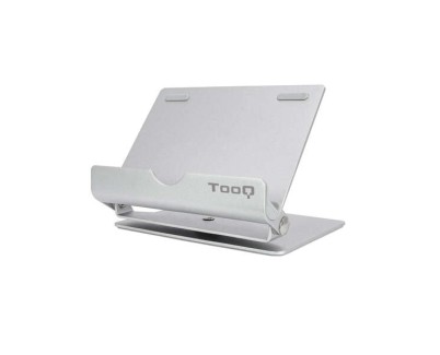 Tooq Soporte de Sobremesa para Tablet hasta 10\" - Inclinable y Giratorio - Base Antideslizante - Color Plata