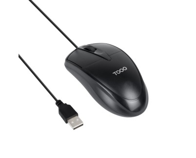 Tooq TQM-1001-B Raton USB - 1000dpi - 3 Botones - Uso Ambidiestro - Cable 1.3m - Color Negro