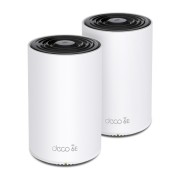 TP-Link Deco XE75 Pack de 2 Sistemas WiFi Mesh - Tribanda - Velocidad hasta 5.4Gbps - WiFi 6E - Ethernet 1Gbps - Cobertura hasta 510m2 - VPN - Color Blanco y Negro
