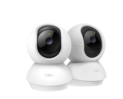 TP-Link Tapo TC71 Pack de 2 Camaras de Seguridad - 2K QHD - WiFi - Resolucion de 3Mpx - Vision Nocturna - Audio Bidireccional - Cancelacion de Ruido - Color Blanco y Negro