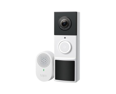 TP-Link Tapo TD21 Videoportero - Resolucion 2K 3Mpx - Bateria 6400mAh - Angulo de Vision 160&ordm; - IP65 - Recargable - WiFi - Vision Nocturna - Microfono Incorporado - Color Blanco y Negro