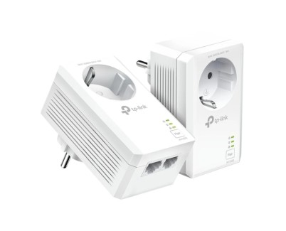 TP-Link TL-PA7027P KIT Pack de 2 Adaptadores Powerline - Velocidad hasta 1Gbps - Cobertura hasta 300m - Toma de Corriente Integrada - 2 Puertos Ethernet - Plug and Play - Color Blanco