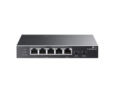 TP-Link TL-SG1005P-PD Switch 5 Puertos RJ45 1Gbps - Alcance hasta 250m con Cable - Conmutacion hasta 10Gbps - Recuperacion Automatica - Plug and Play - Carcasa Metalica - Color Negro