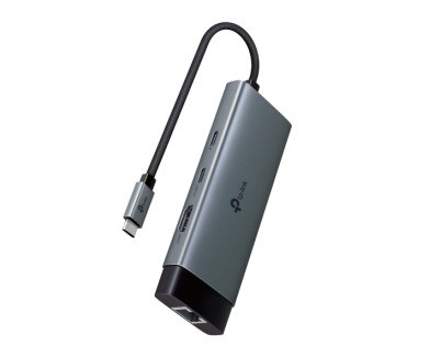 TP-Link UH6120C Hub 6 en 1 - Power Delivery 100W - HDMI 4K - Ethernet RJ45 1Gbps - 2xUSB-C - 2xUSB-A - Cable USB-C de 18cm - Aluminio - Color Negro y Gris