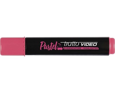 Tratto Video Pastel Marcador Fluorescente - Punta Biselada - Tinta al Agua - Secado Rapido - Color Rojo Cereza