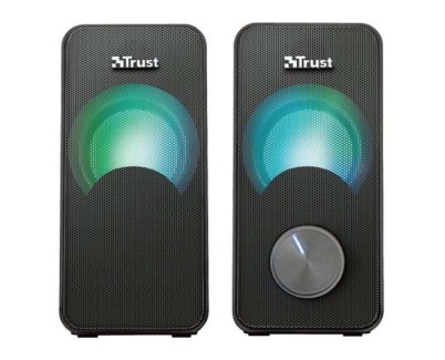 Trust Arys Altavoces USB 2.0 12W - Iluminacion RGB - Cable de 1.40m - Color Negro