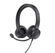 Trust Auriculares con Cable para Portatil - Microfono Ajustable - Diadema Ajustable - Control de Volumen - Color Negro