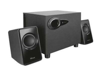 Trust Avora Altavoces USB 2.1 18W - Subwoofer Fabricado en Madera - Control de Volumen y Bajos - Entrada Jack 3.5mm - Color Negro