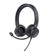 Trust Ayda Auriculares con Microfono - Diadema Ajustable - Almohadillas Acolchadas - Control de Volumen en Auricular - Cable de 1.80m - Color Negro