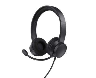 Trust Ayda Auriculares con Microfono USB - Cancelacion de Ruido - Diadema Ajustable - Controles en Auricular - Cable de 1.8m - Color Negro