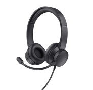Trust Ayda Auriculares con Microfono USB - Diadema Ajustable - Controles en Auricular - Color Negro