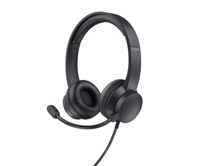 Trust Ayda Auriculares con Microfono USB - Diadema Ajustable - Controles en Auricular - Color Negro